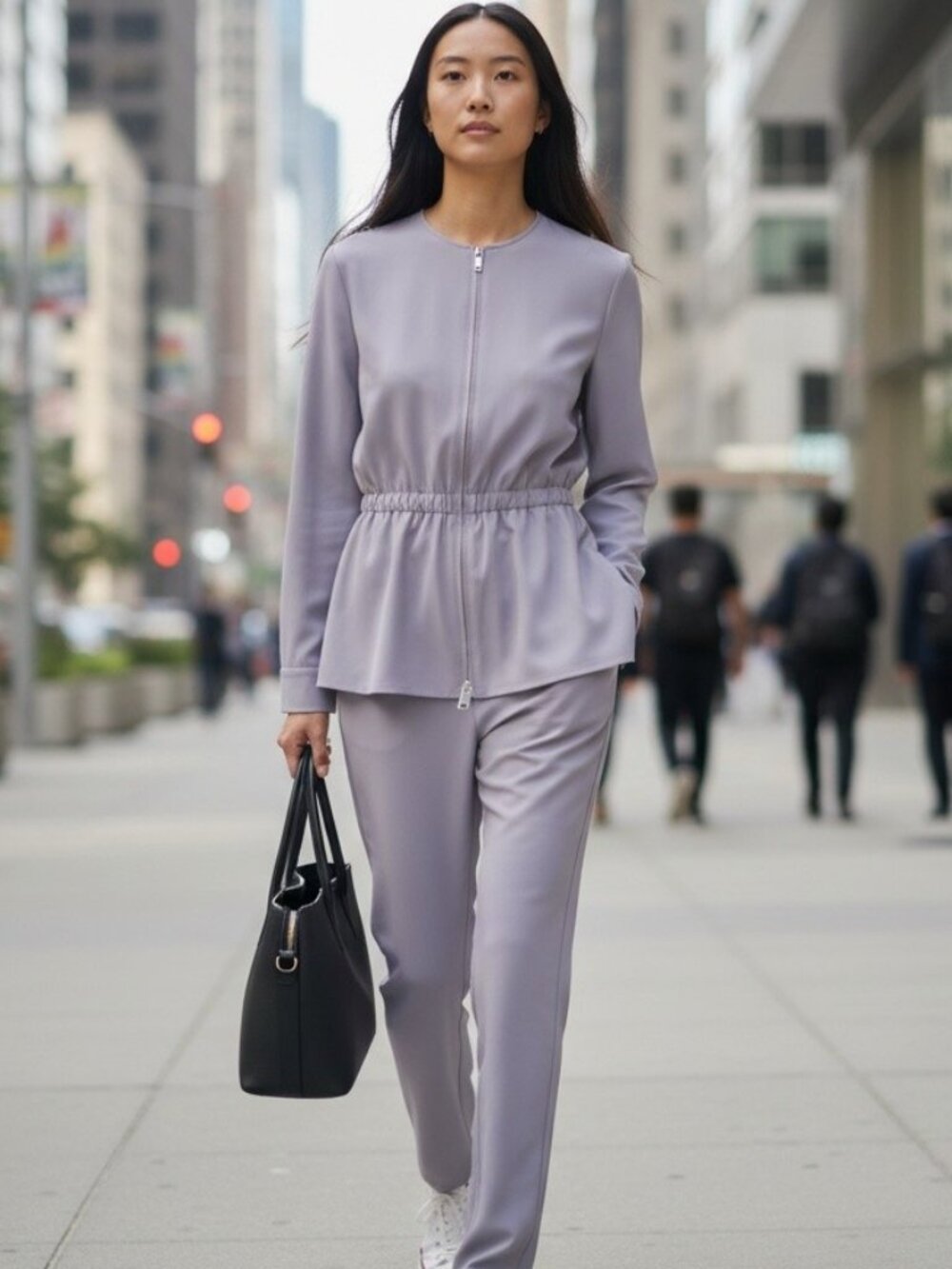 Tibi Chalky Drape Zip Jumpsuit Utility Hardware Lavender Luxury Japan Grey sz 12